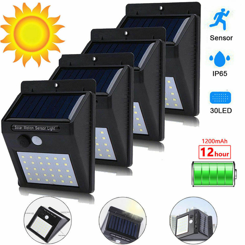 1 Uds 30 LED al aire libre Solar luz por movimiento PIR Sensor de luz de pared impermeable Solar lámpara de energía Solar de la luz del sol decoración de jardín ► Foto 1/6