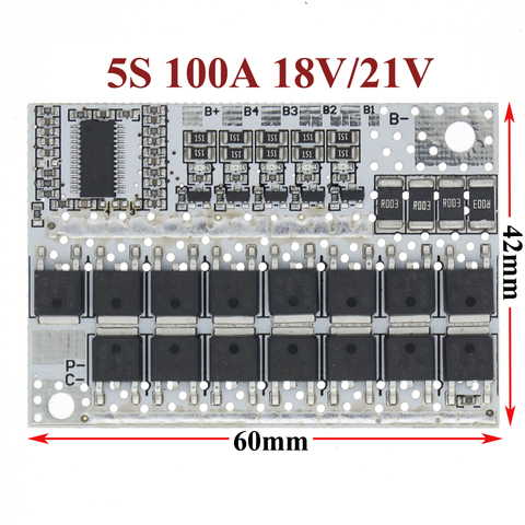 Placa de circuito de protección de batería de larga duración, circuito integrado de equilibrio, circuitos de 18V/21V, BMS LMO/LiFePO4, 100A 5S ► Foto 1/6