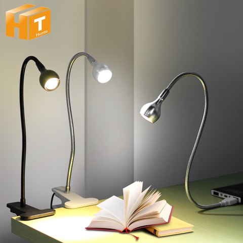 Lámpara de escritorio con Clip LED, 1W, Flexible, lámpara para lectura de libros, fuente de alimentación USB, luces LED nocturnas ► Foto 1/6