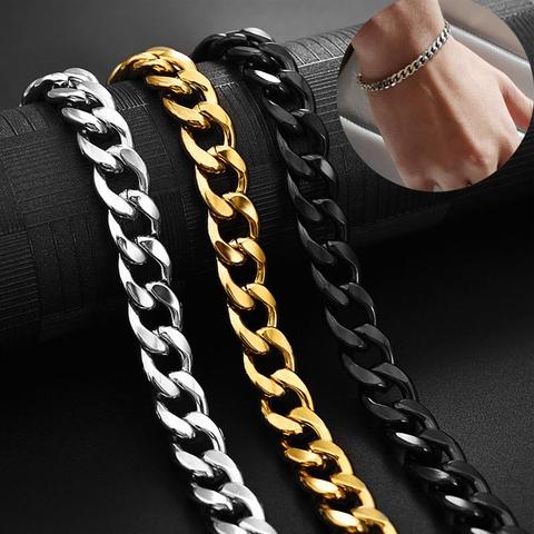 Jiayiqi-pulsera con cadena para hombre y mujer, brazalete de cadena de eslabones cubanos de acero inoxidable, hip hop, regalo de joyería ► Foto 1/6