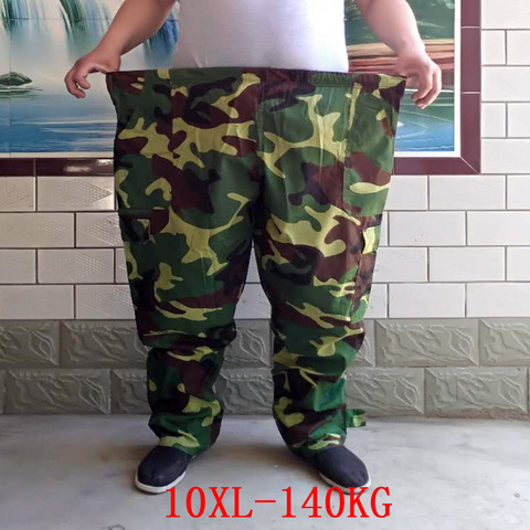 Pantalones Cargo de talla grande para hombre, cintura elástica, 8XL, 9XL, 10XL, Ejército de camuflaje verde, pantalones de trabajo de estilo militar de 140KG ► Foto 1/6