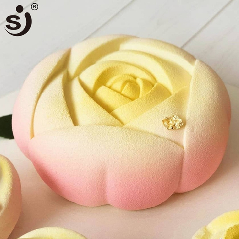 SJ 3D flor Rosa molde para pastel de tipo Mousse moldes de silicona Diy postre West Point decoración de Pan de silicona forma para hornear ► Foto 1/6