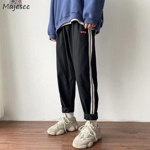 Pantalones informales holgados y rectos hasta el tobillo para hombre, almazuela de rayas, transpirables, 3XL talla grande, coreanos, Ulzzang Chic, de verano ► Foto 1/6