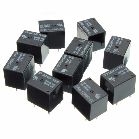 5 uds 5V 12V 24V relé de potencia cc SRA-05VDC-CL SRA-12VDC-CL SRA-24VDC-CL 5Pin relés 20A Tipo PCB en stock negro relé de automóvil ► Foto 1/1