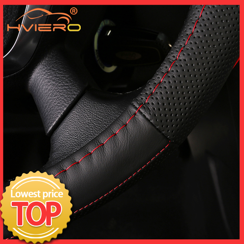 Fundas para volante de bricolaje con diseño de coche trenza de cuero extremadamente suave en el volante hilo de aguja de coche 38cm accesorios interiores ► Foto 1/6