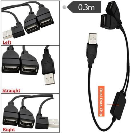 Cable USB con chip para transmisión de datos al mismo tiempo, Conector de carga de un minuto, dos líneas, un macho, dos barras USB 2,0, AM/2AF ► Foto 1/6