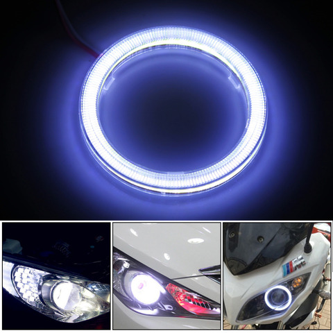 Faros delanteros para coche, luces LED de Halo, Ojo de Ángel, COB 60/70/80/90/100/110/120mm, Chips DRL, 12V, 2 uds. ► Foto 1/6