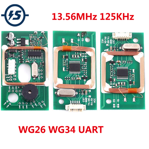 RFID lector inalámbrico módulo 13,56 MHz 125KHz Frecuencia Dual Wiegand WG26 WG34/UART tarjeta ID IC Reader 5V 12V ► Foto 1/6