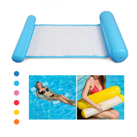 Nuevo colchón de aire inflable de la Piscina de la fila flotante del verano hamaca plegable de la silla para Piscina deportes acuáticos Piscina 130*73CM ► Foto 1/6