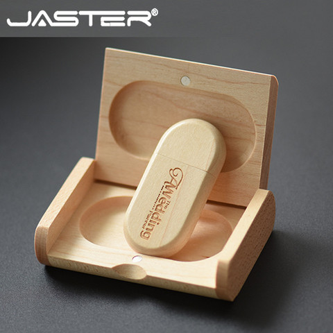 JASTER-memoria usb con logotipo personalizado, caja de madera con logotipo Personal, pendrive de 4GB, 8GB, 16GB, 32GB, disco U, regalo de boda ► Foto 1/6