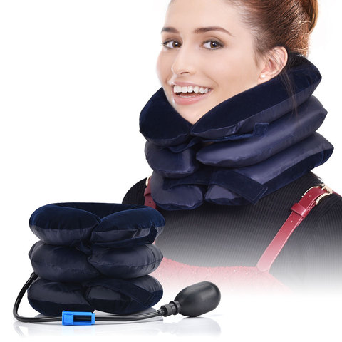 3 Layer Air Cervical Inflatable Collar Neck Massager Traction Vertebra Therapy Soft Brace Pain Relief Pillow Health Care Massage ► Foto 1/6