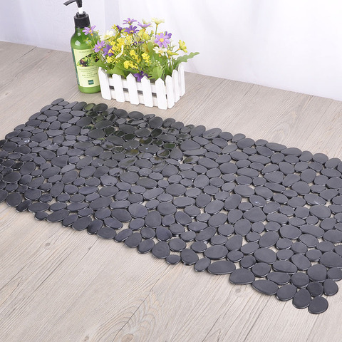 Alfombrilla de PVC antideslizante para bañera, alfombra grande de seguridad de bañera, ducha, con ventosas, guijarros, suelo, 70x36cm ► Foto 1/5