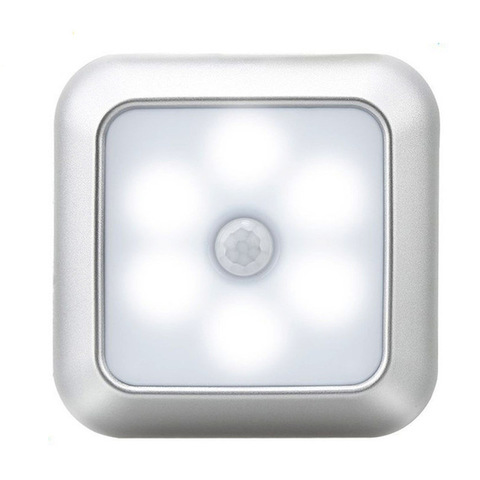 2022 batería de 6 LED cuadrado Noche del Sensor de movimiento luces inducción PIR debajo de la luz del Gabinete armario lámpara para escaleras de la cocina ► Foto 1/6