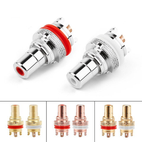 Conector RCA hembra para chasis del zócalo, conectores de altavoz, Jack de cobre chapado en cromo/brillante, 32mm, HiFi, blanco, rojo ► Foto 1/6