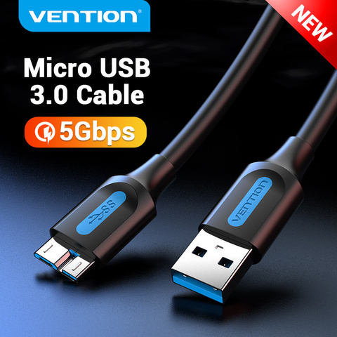 Vención de la Micro USB 3,0 Cable USB 3A rápido cargador de Cable de datos para Samsung nota 3 S5 Sony Toshiba duro Driv 1m e Cable de teléfono móvil ► Foto 1/6
