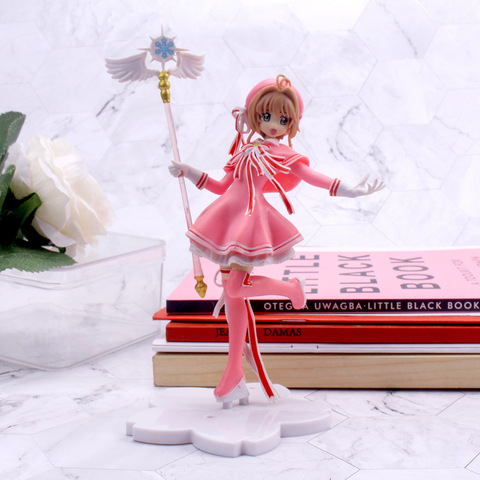 Anime hermosa rosa tarjeta Captor SAKURA de acción | PVC figuras de acción juguetes niñas figura de PVC en miniatura varita mágica chicas coche decoraciones de la torta pastel de regalo ► Foto 1/6