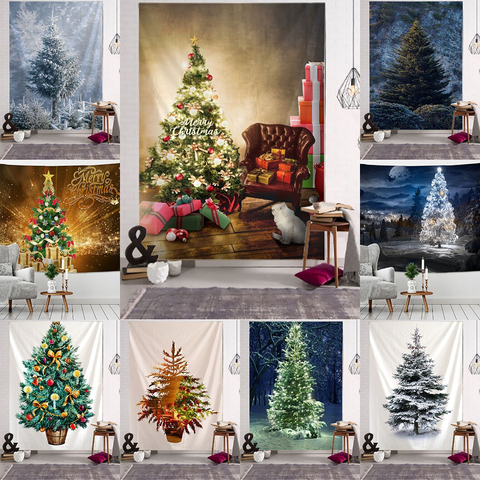 Tapicería de árboles navideños, colgante de pared para el día de Navidad, decoración de escena de tela, tela de pared de varios tamaños, novedad de 2022 ► Foto 1/6