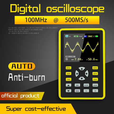 FNIRSI-Osciloscopio digital 5012H con pantalla de 2,4 pulgadas, frecuencia de muestreo de 500Ms/s, 100MHz, ancho de banda analógico, soporte de almacenamiento en forma de onda ► Foto 1/6