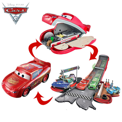 Disney-Pista de acrobacias de Pixar Cars 3 para niños, transformable juguete Original, Rayo McQueen, regalo de cumpleaños, DVF38 ► Foto 1/6