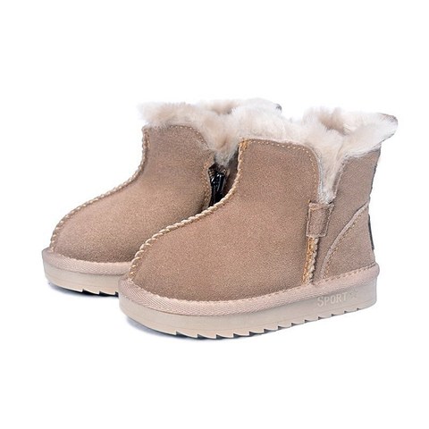 Botas de nieve de invierno para niños, zapatos cálidos de lana de cuero genuino para niñas, de felpa, a la moda, 2022 ► Foto 1/6