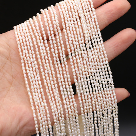 Cuentas de perlas naturales de arroz blanco para manualidades, Cuentas pequeñas de agua dulce para pulsera, collar, fabricación de joyas, tamaño de 1,8-2mm ► Foto 1/6