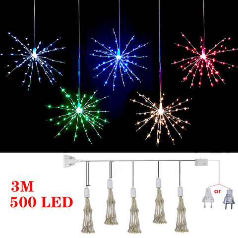 Luces de fuegos artificiales de diente de león, guirnaldas de luces navideñas de 3M para decoración de ventanas, dormitorio, Navidad, Año Nuevo, 500 led ► Foto 1/6