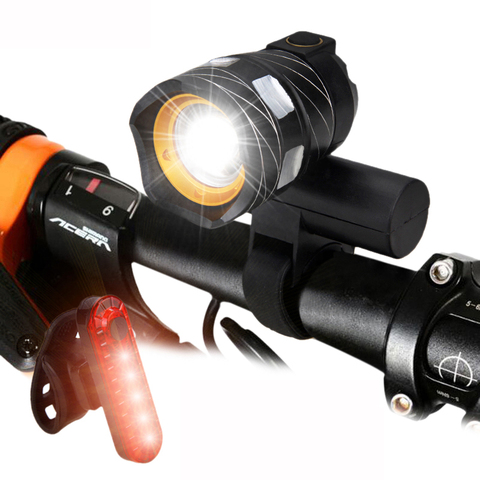 Luz LED trasera de línea USB T6, luz de bicicleta ajustable, batería recargable de 3000mAh con zoom, faro delantero de bici ► Foto 1/6