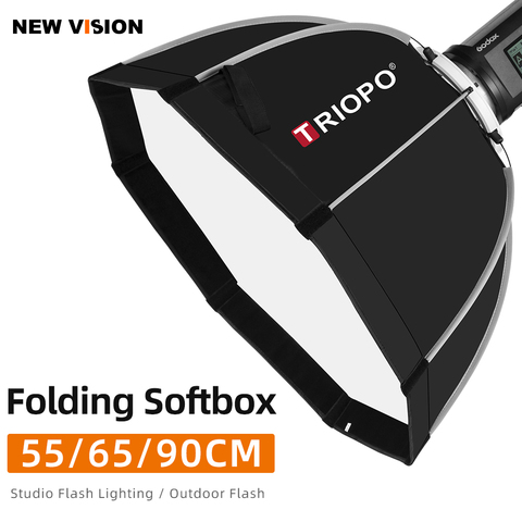 Triopo-SoftBox de exterior con bolsa de transporte para Flash de estudio, sombrilla portátil de 55cm, 65cm, 90cm, foto Bowens, montaje octógono ► Foto 1/6