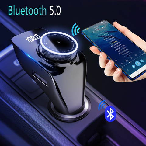 Transmisor de FM JINSERTA 2022 Bluetooth 5. 0 Kit manos libres para coche reproductor de Mp3 automático receptor Bluetooth con cargador de coche USB Dual ► Foto 1/6