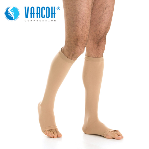 Medias de compresión de Punta abierta para hombre, calcetín médico hasta la rodilla, soporte para 20-30 mmHg, funda de pantorrilla, dolor de venas varicosas, Edema de vuelo ► Foto 1/6