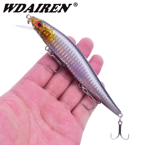 WDAIREN de agua Wobblers Señuelos de Pesca de 135mm y 22,5g 3D ojos Minnow cebo duro 3 ganchos de pesca Crankbait Pesca flotante abordar ► Foto 1/6