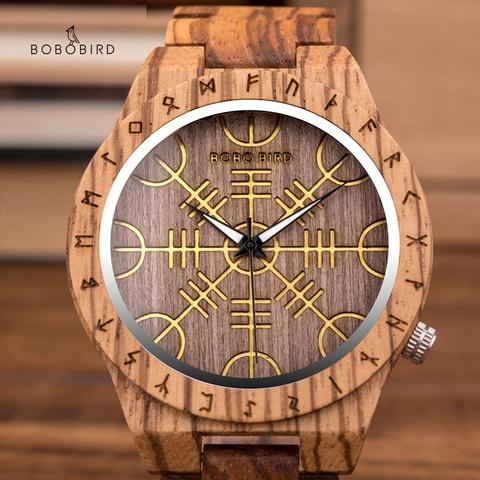 BOBO BIRD-Reloj de pulsera de cuarzo para hombre, cronógrafo de madera, luminoso, Amarillo, a la moda, con caja de regalo para fiestas ► Foto 1/6