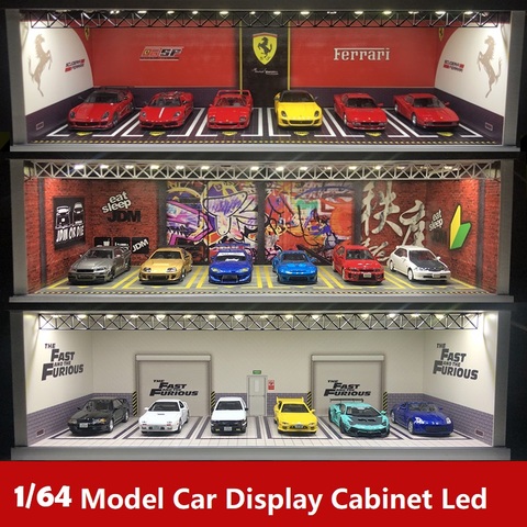 Luz Led con puerto de transporte de escena brillante, gabinete de exhibición con interfaz USB, JDM, Nissan Nismo, escala 1:64, modelo fundido a presión ► Foto 1/5