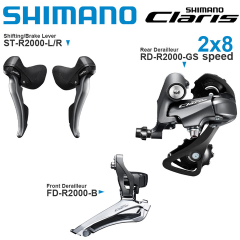 SHIMANO Grupo-palanca de cambios y desviador trasero/delantero para bicicleta de carretera, pieza Original, CLARIS R2000, 8v, 2x8 velocidades ► Foto 1/1