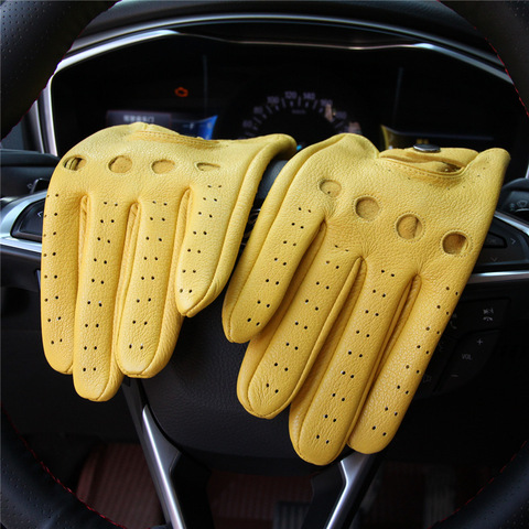 Delive-guantes de cuero de oveja para motocicleta para hombre, protectores para conducir y montar en bicicleta, vintage, gratis ► Foto 1/6