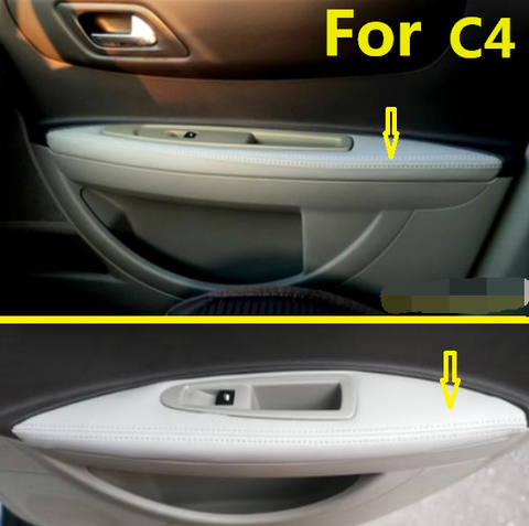 Para Citroen C4 (2008-2016) de cuero de microfibra apoyabrazos de puerta de coche Panel de cubierta protectora con montaje de Accesorios 4 unids/set ► Foto 1/6