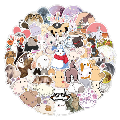 Pegatinas decorativas Kawaii de conejo para niños, 10/50 Uds., etiqueta adhesiva, para portátil, teléfono, Notebook, monopatín, regalo, pegatina de conejito, juguete clásico ► Foto 1/6