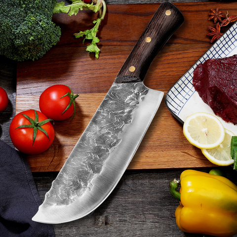 Cuchillo multiusos de cocina forjado a mano, cuchillo de carnicero para cortar carne, cuchillos de Chef para el hogar ► Foto 1/6