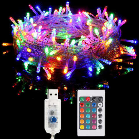 Guirnalda de luces Led RGB con Control remoto para el hogar, luces de hadas con USB de 10M, 16 colores que cambian, 8 modos, decoración para Navidad, boda, fiesta de jardín ► Foto 1/6