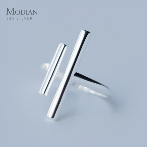 Modian de línea geométrica plata auténtica excelente 925 anillo para las mujeres abierto anillo de dedo ajustable joyería fina 2022 diseño ► Foto 1/3