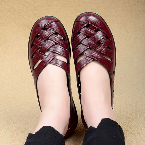 Zapatos planos transpirables para mujer, novedad de verano 2022, mocasines de cuero genuino para mujer ► Foto 1/6