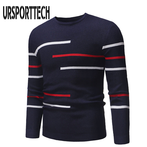 URSPORTTECH-suéteres de cuello alto de punto para hombre, ropa informal con estampado cálido, jersey de otoño ► Foto 1/6