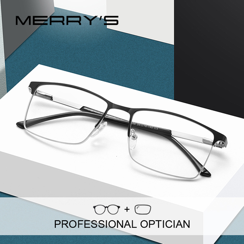 Gafas graduadas de moda para hombre con diseño de MERRYS, gafas cuadradas para miopía, gafas para hombre, estilo de negocios, S2166PG ► Foto 1/6