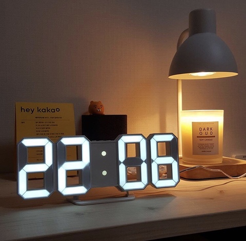 Reloj de pared Digital LED, despertador, temperatura, retroiluminación automática, decoración del hogar de escritorio, soporte, relojes colgantes ► Foto 1/6
