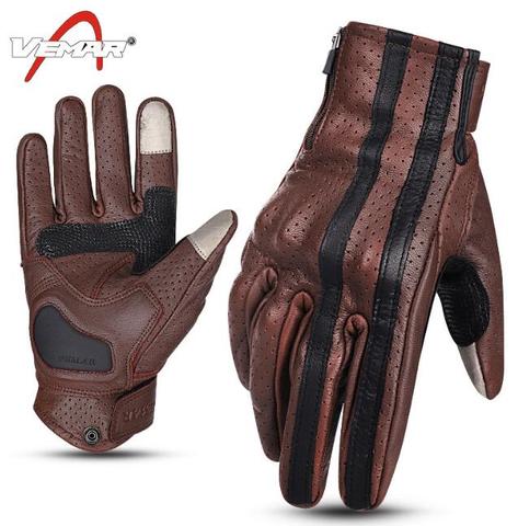 VEMAR-Guantes de carreras de cuero para motocicleta Guantes de dedos completos para Motocross, guante de caballero con pantalla táctil ► Foto 1/6