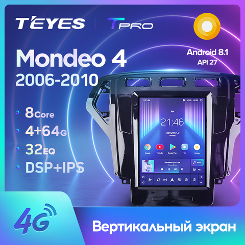 TEYES TPRO para Ford Mondeo 4 2006 - 2010 por estilo Tesla Radio del coche de la pantalla de Video Multimedia reproductor GPS de navegación Android No 2din 2 din dvd ► Foto 1/6