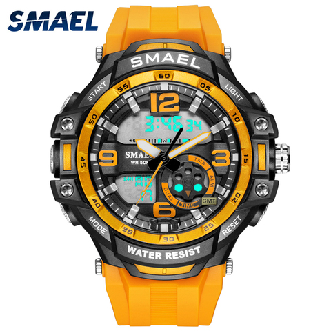 SMAEL-reloj deportivo Digital para hombre, cronógrafo de cuarzo, resistente al agua, con luz, alarma, 1350B ► Foto 1/6