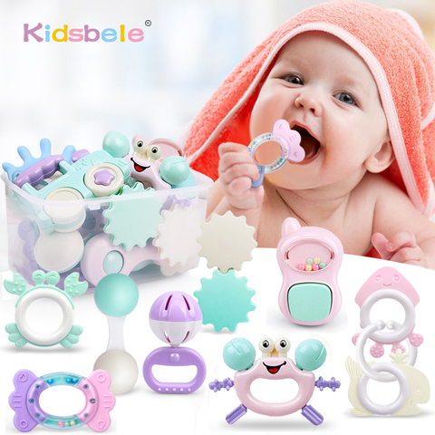 Sonajeros para bebés de 0 a 12 meses, sonajero suave para recién nacidos,  mordedor, campana de mano, juguetes educativos para bebés - AliExpress