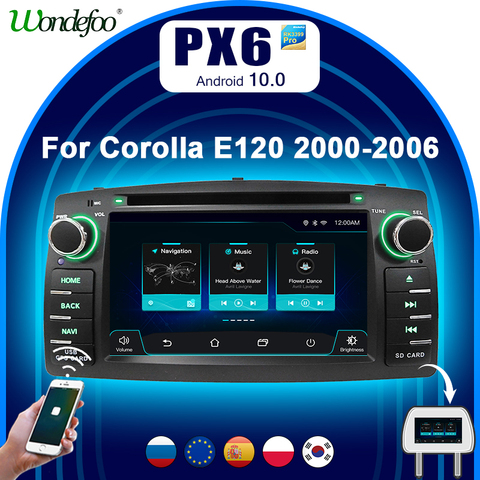 radio coche PX6-radio estéreo con gps para coche, radio con navegador, 2 din, Android 10, reproductor de audio para automóvil Toyota Corolla E120 BYD F3 ► Foto 1/6