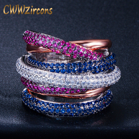 CWWZircons lujo Cruz geometría de compromiso Zirconia cúbico Dubai anillos Unisex anillo de dedo de la boda de la famosa marca de R119 ► Foto 1/6